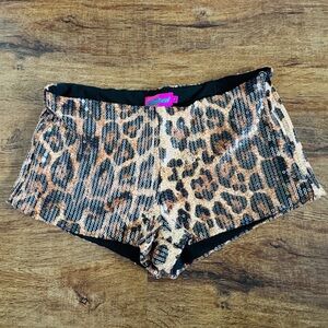 EDIKTED SEQUIN LEOPARD PRINTED MICRO SHORTS